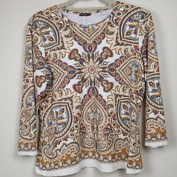 J. McLaughlin Tops - J. McLaughlin Signature Tee Catalina Cloth Paisley 3/4 Length Sleeve Top